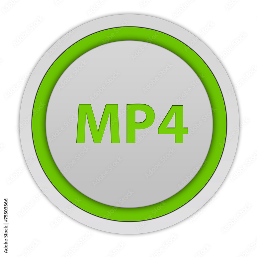 MP4 circular icon on white background MP4 circular icon on white background