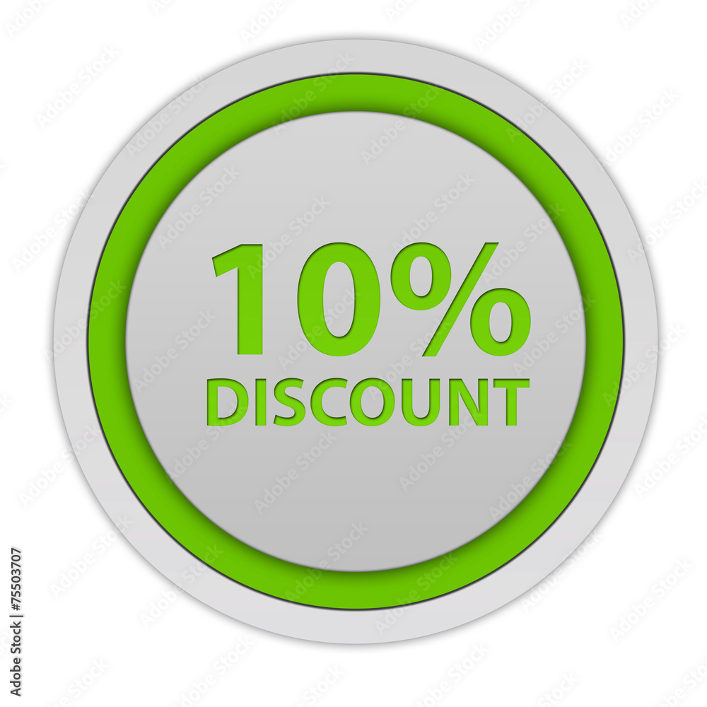 Discount ten percent circular icon on white background Discount ten percent circular icon on white background