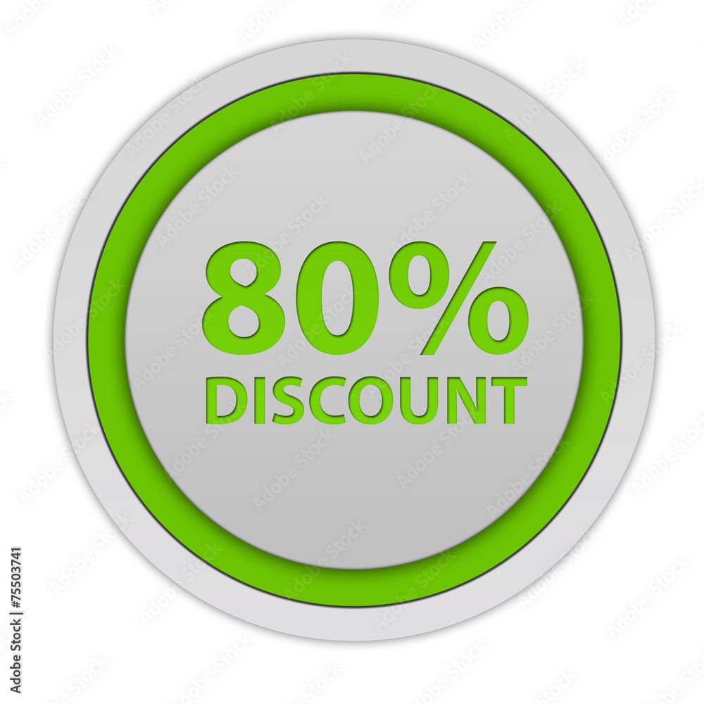 Discount eighty percent circular icon on white background Discount eighty percent circular icon on white background