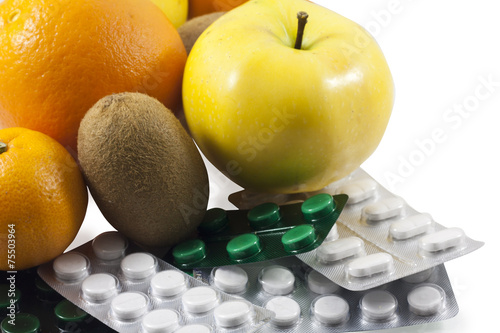 Fruit and tablets.