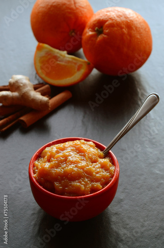 Orange jam with ginger and cinnamon