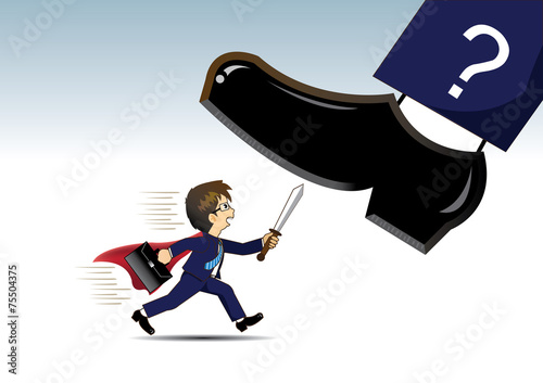 Businessman go running  fights Very big shoes