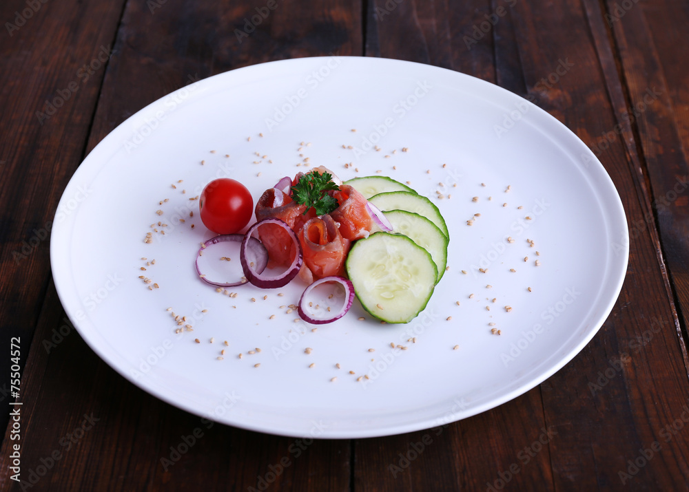 Fresh fish salad with vegetables Fresh fish salad with vegetables