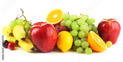 Ripe fruits isolated on white background