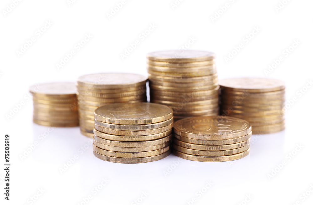 Pile of coins isolated on white background Pile of coins isolated on white background