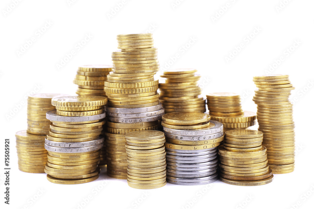 Pile of coins isolated on white background Pile of coins isolated on white background