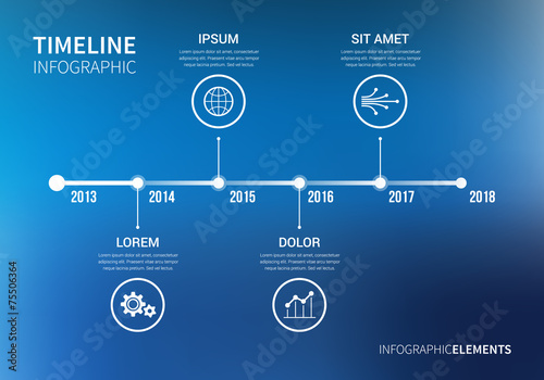 Vector timeline infographic with unfocused background and report