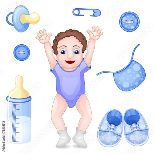 Set of design elements for baby shower