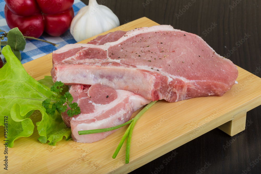 Raw t-bone steak