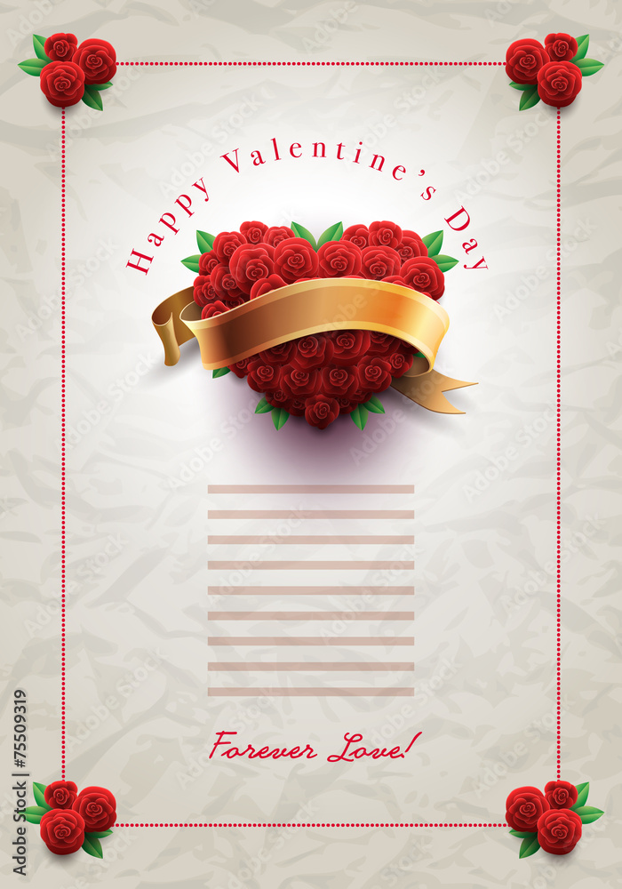 Valentine's Day Love Letter - obrazy, fototapety, plakaty 
