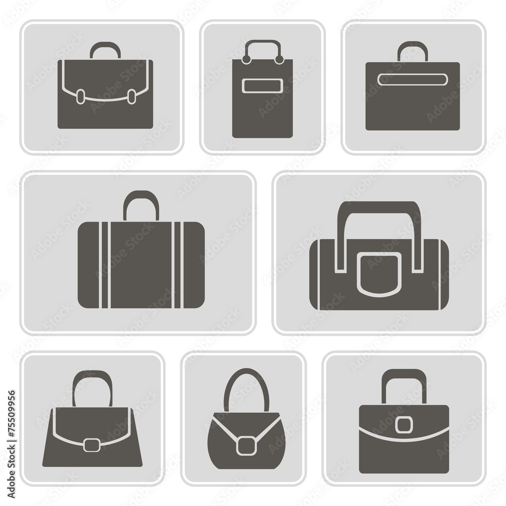 Fototapeta premium set of monochrome icons with bags for your design