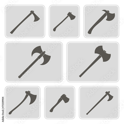 set of monochrome icons with axes for your design