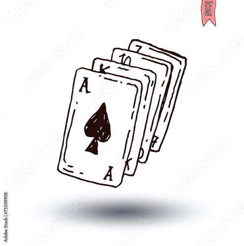 deck of playing cards, hand drawn vector illustration.