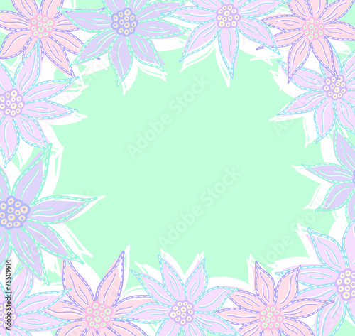 Wallpaper Mural Pastel flowers frame Torontodigital.ca