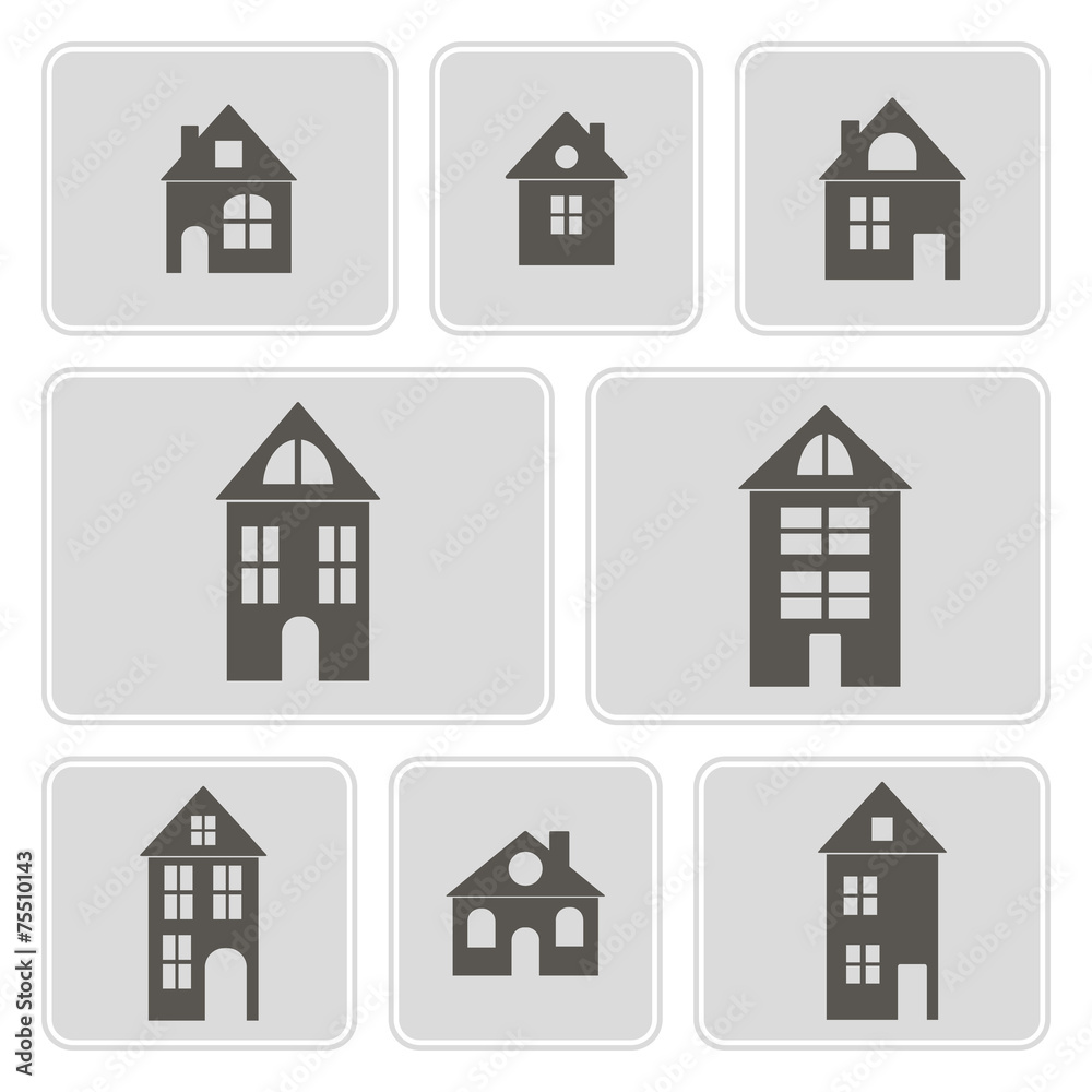 set of monochrome icons with houses for your design