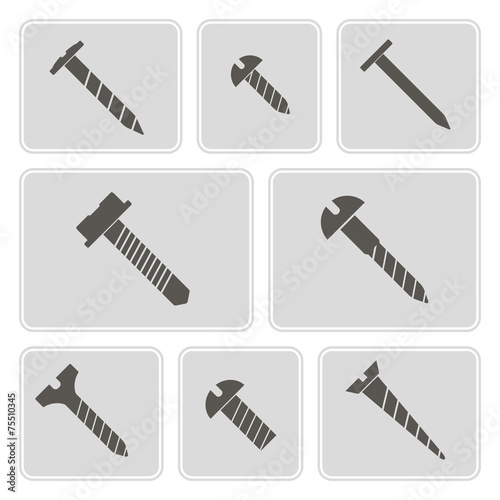 set of monochrome icons with screws for your design