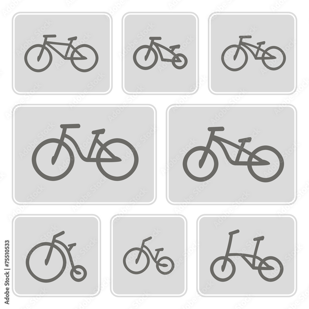 set of monochrome icons with bicycles for your design set of monochrome icons with bicycles for your design