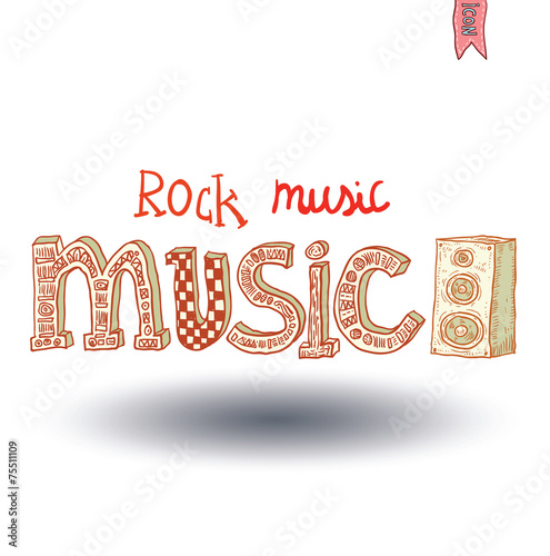 music lettering, hand drawn illustration.