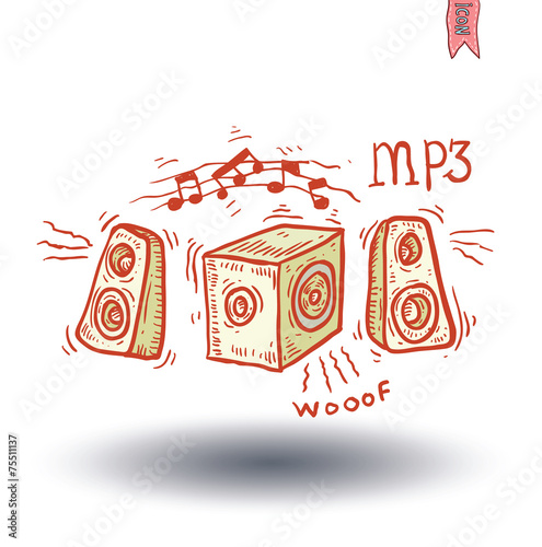 Speakers Set, hand drawn illustration.