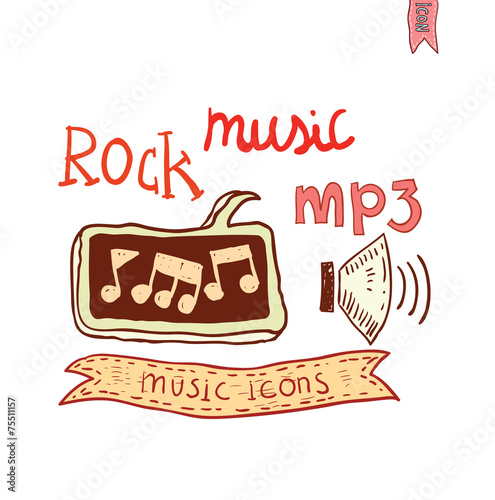 music lettering, hand drawn illustration.
