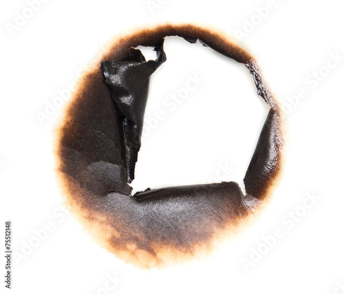 burnt hole in a paper
