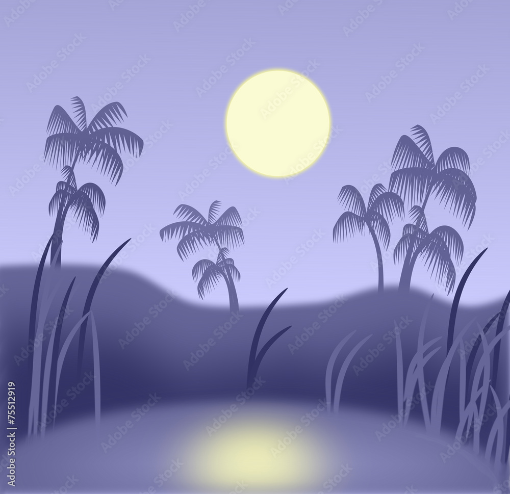 Naklejka premium Moonlit Night