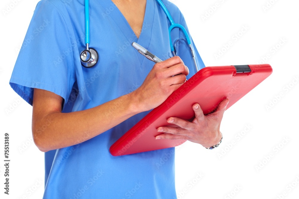 Hands of doctor woman writing prescription Hands of doctor woman writing prescription