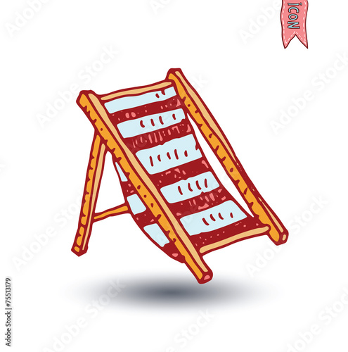 wooden beach chaise - vector illustration