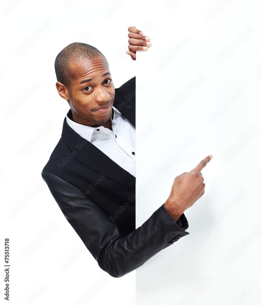 African-American black man with poster African-American black man with poster