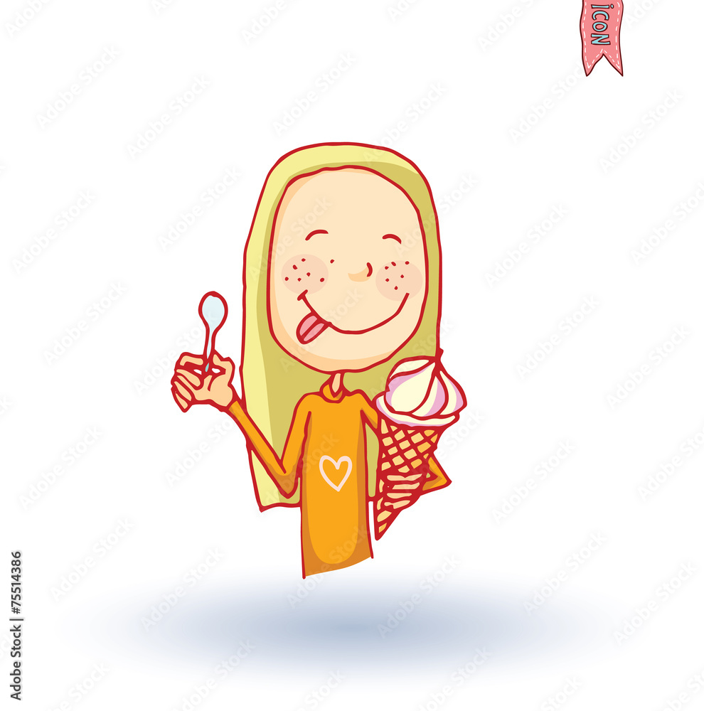 kid with ice cream, vector illustration. kid with ice cream, vector illustration.