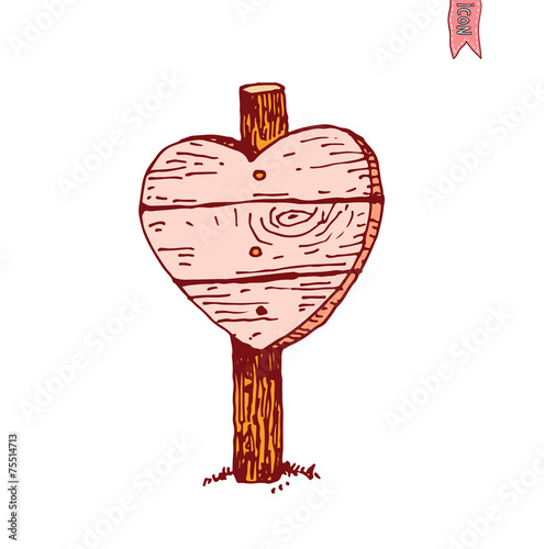 Hand drawn wooden road signs. Vector illustration.