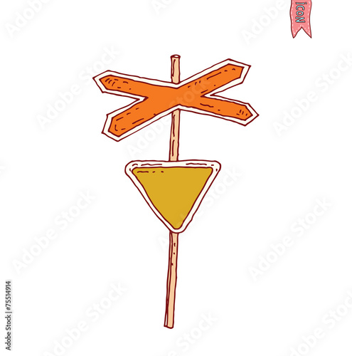 Hand drawn road signs. illustration.