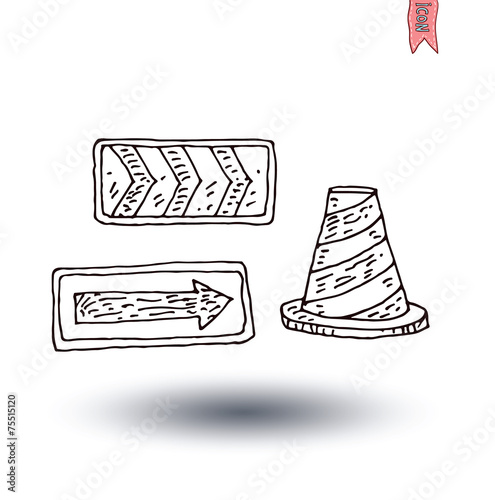 Hand drawn road signs. illustration.