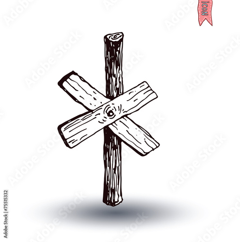 Hand drawn wooden road signs. Vector illustration.