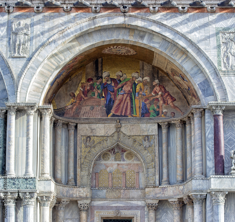 Detail of the facade of St. Mark's church in Venice