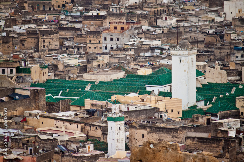 Aerial view of a mosque in Fes
