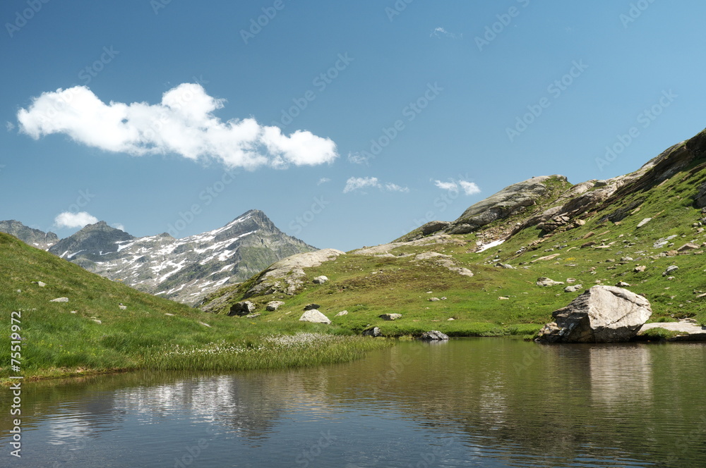 Beautiful alpine lake in the Swiss Alps