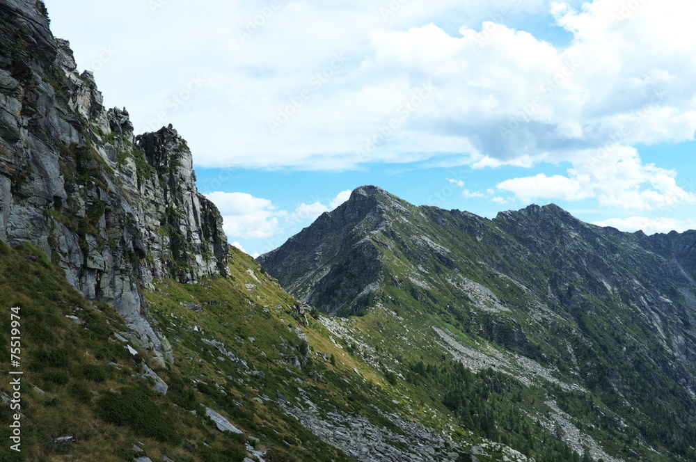 Mountain ridge in the Swiss Alps