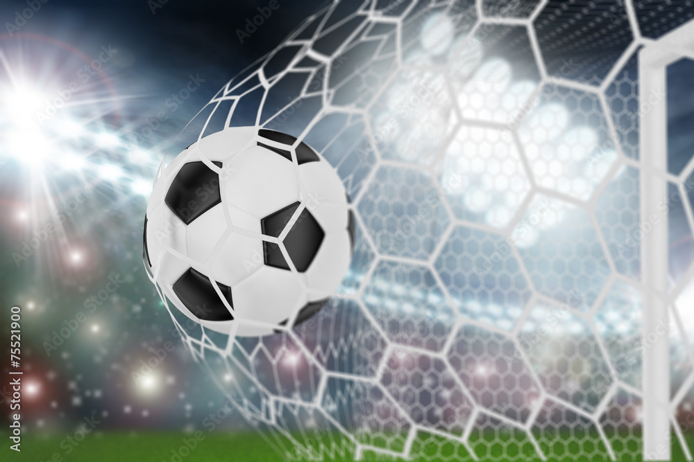 Obraz premium soccer ball in goal net