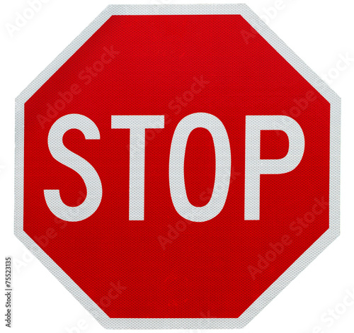 Canvastavla Stop sign isolated on white