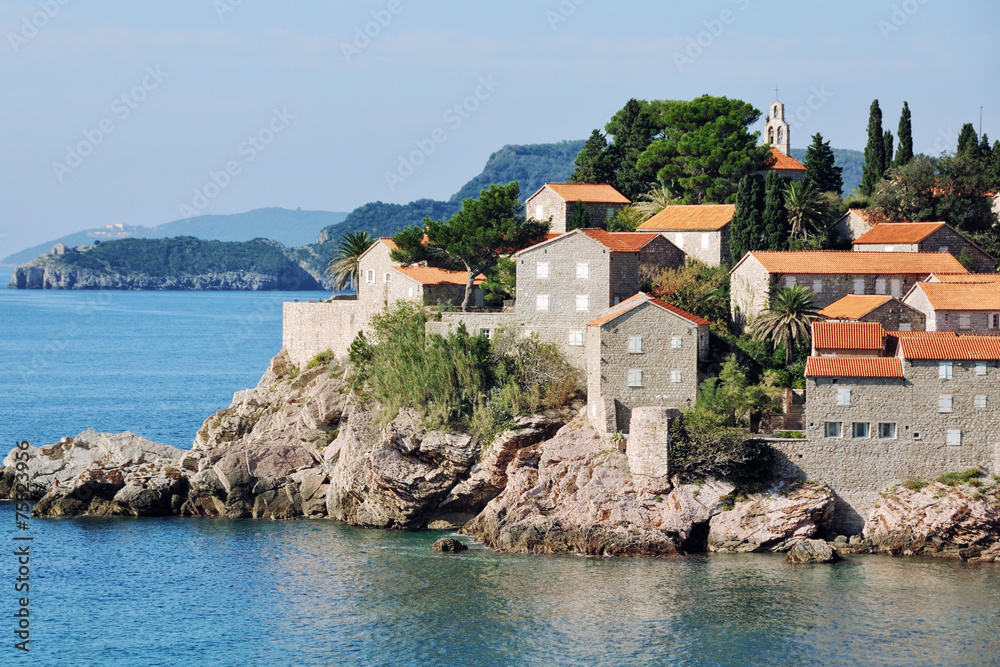 Famous resort Sveti Stefan with Atriatic Sea