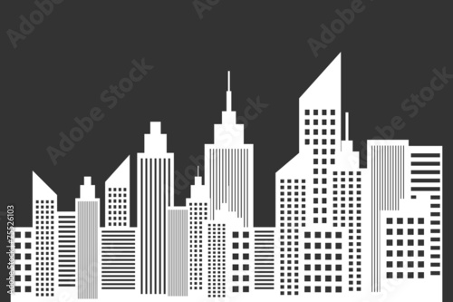 Modern City Skyline With Skyscrapers On Blackboard Vector