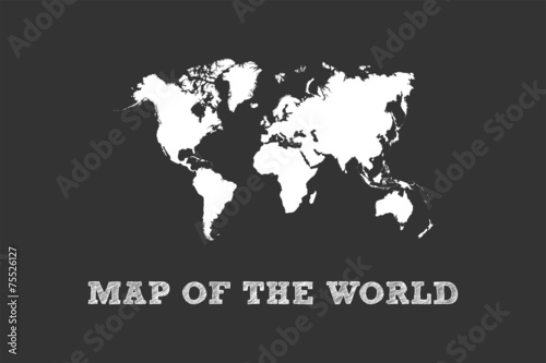 Chalk World Map On Blackboard Vector