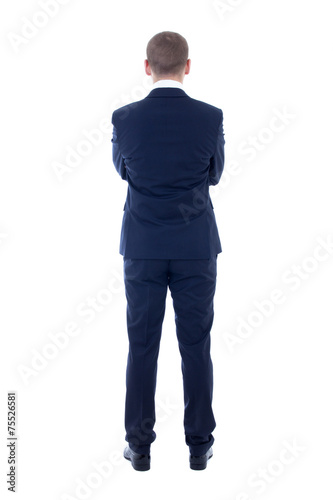 фотографія back view of young man in business suit isolated on white