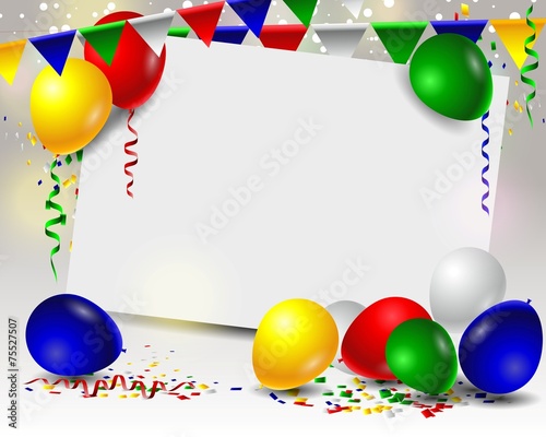 birthday with balloons and blank sign