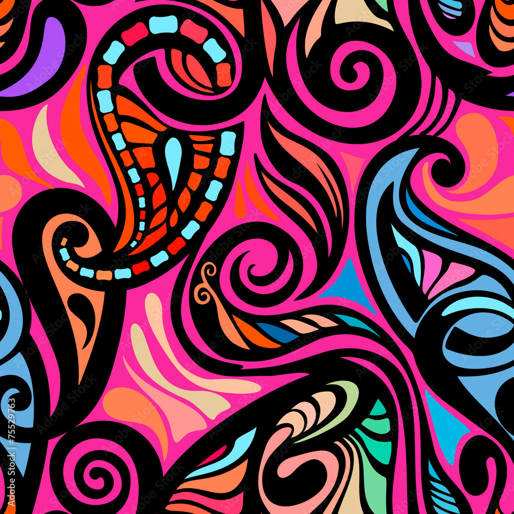 Obraz premium Colorful abstract seamless paisley pattern