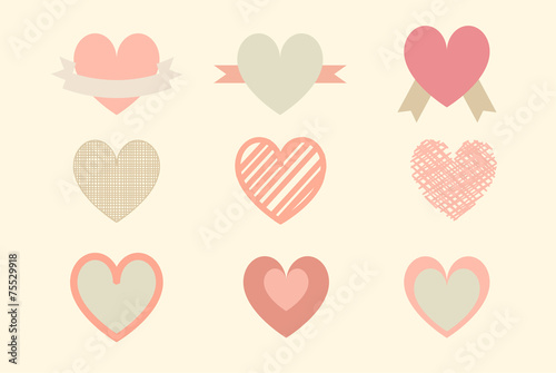 vector heart shape flat  design set   Valentine s Day  love
