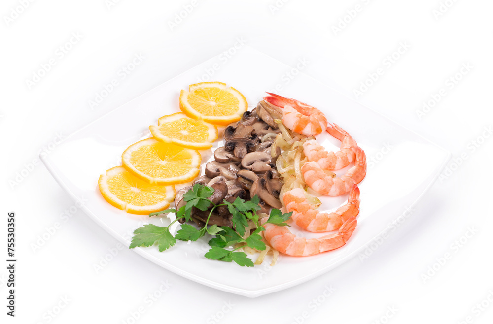 Shrimp salad with mushrooms. Shrimp salad with mushrooms.
