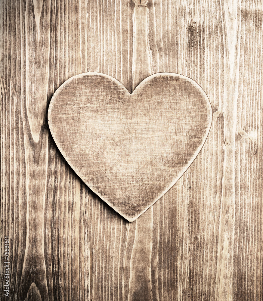 Wooden heart - obrazy, fototapety, plakaty 