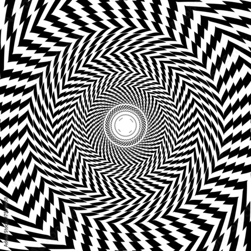 Vector optical illusion zoom black and white background 